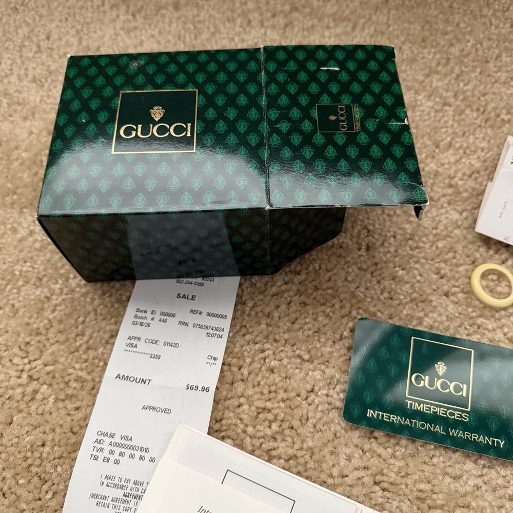 Gucci Vintage Gold Plated Change Bezel Watch FULL SET Mint Working - Picture 7 of 16